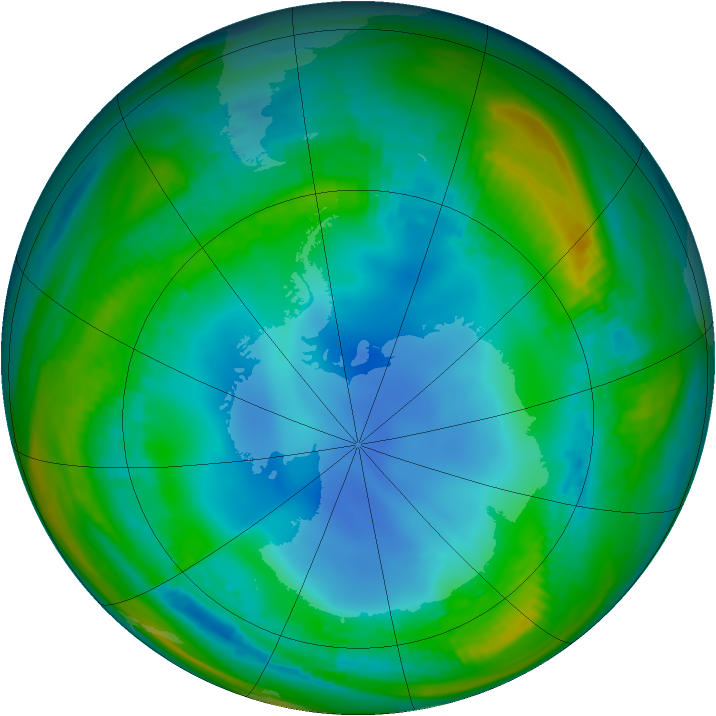 Antarctic ozone map for 21 July 1987